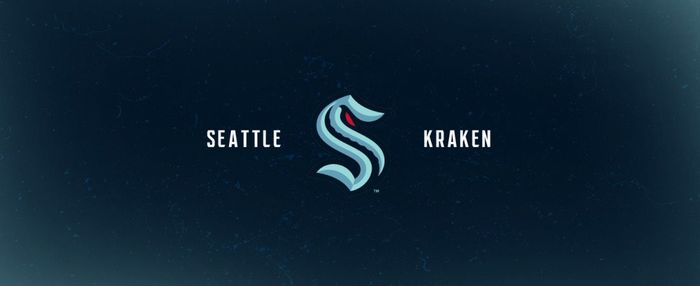 Seattle Kraken logo lockup on a deep-blue ice texture